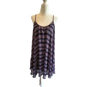 Express Women’s Purple Pink Pattern Slip Flowy Dress Sz Small -‎ Chic Casual